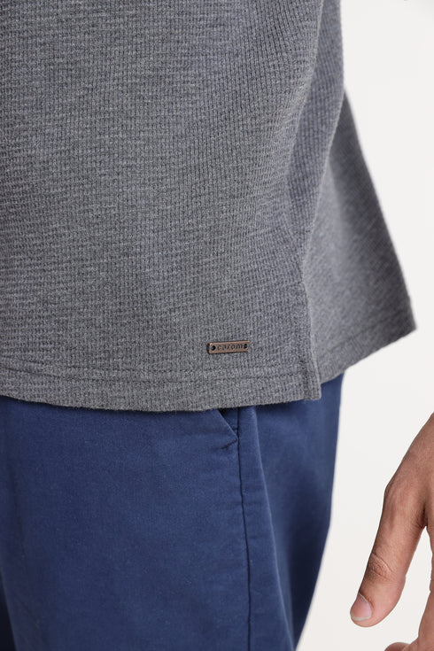 The Grey Waffle Knit Polo
